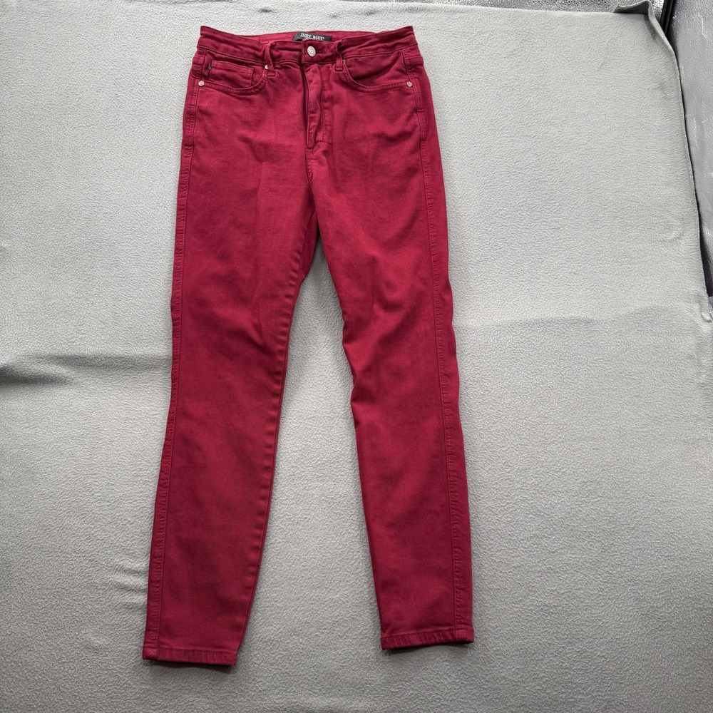 Judy Blue Skinny‎ Jeans Womens 11/30 Red High Rise Garment Dyed Stretch Casual.